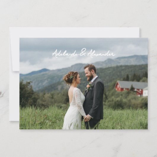 Modern Script Photo Wedding Save The Date 招待状 (裏面)