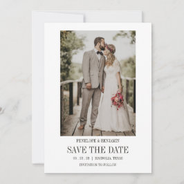 Modern Script Photo Wedding Save The Date 招待状