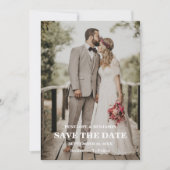 Modern Script Photo Wedding Save The Date 招待状 (正面)