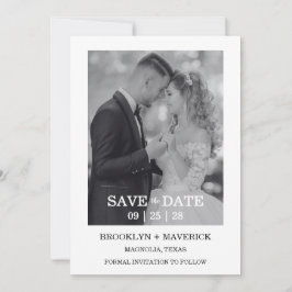 Modern Script Photo Wedding Save The Date 招待状