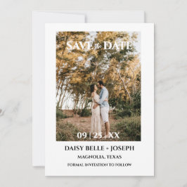 Modern Script Photo Wedding Save The Date 招待状