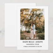 Modern Script Photo Wedding Save The Date 招待状 (正面/裏面)