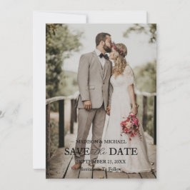 Modern Script Photo Wedding Save The Date 招待状