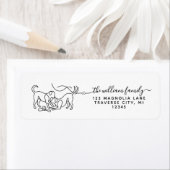 Modern Script playing dog silhouette ラベル (インサイチュ)