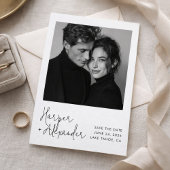 Modern Script Polaroid Photo Wedding Save the Date セーブザデート