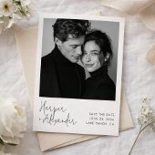 Modern Script Polaroid Photo Wedding Save the Date セーブザデート