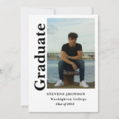 Modern script Police photo graduation invitation 招待状 (正面)