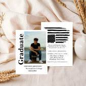 Modern script Police photo graduation invitation 招待状