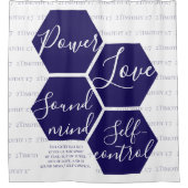 Modern Script POWER LOVE SOUND MIND クリスチャン シャワーカーテン (正面)