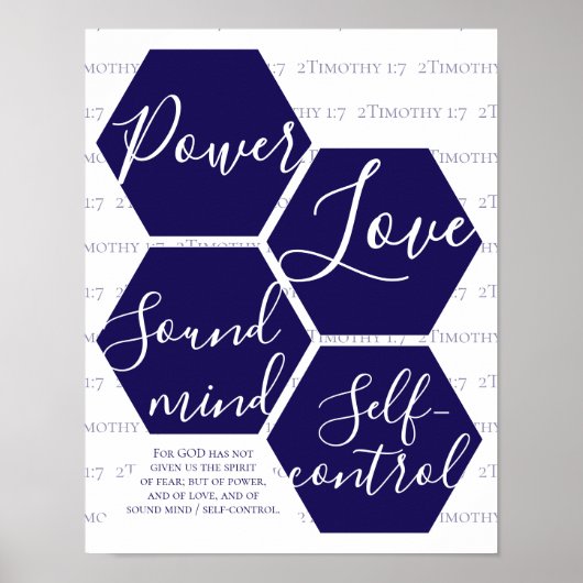 Modern Script POWER LOVE SOUND MIND クリスチャン ポスター (正面)