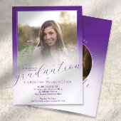 Modern Script Purple Ombre Photo Graduation 招待状