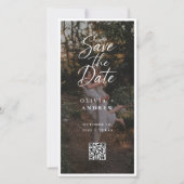 Modern Script QR Code Photo Bookmark Save the Date セーブザデート (正面)
