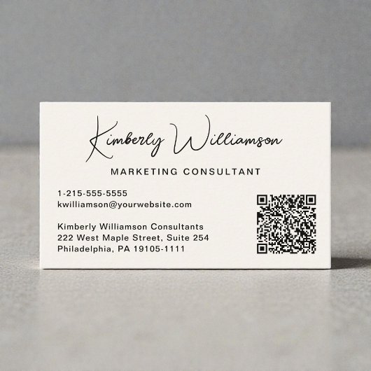 Modern Script QR Code Professional 名刺