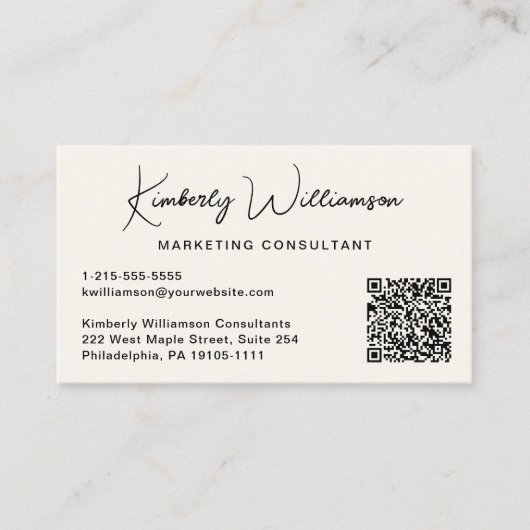 Modern Script QR Code Professional 名刺 (正面)