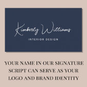 Modern Script QR Code Professional Blue 名刺