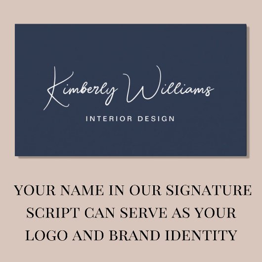 Modern Script QR Code Professional Blue 名刺