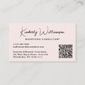 Modern Script QR Code Professional Pink 名刺 (正面)