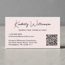 Modern Script QR Code Professional Pink 名刺