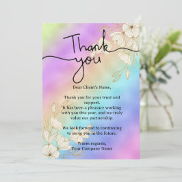 Modern Script Rainbow Pastel Client Appreciation サンキューカード
