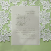 Modern Script Sage Green Formal Wedding ベラム紙招待状