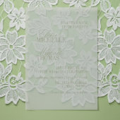 Modern Script Sage Green Formal Wedding ベラム紙招待状