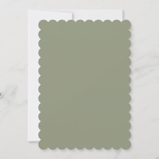 Modern Script Sage Green Formal Wedding 招待状 (裏面)