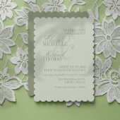 Modern Script Sage Green Formal Wedding 招待状