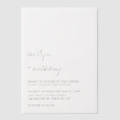 Modern Script Sage Green Minimalistic Wedding ベラム紙招待状 (正面)