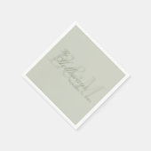 Modern Script Sage Green Monogram Wedding スタンダードカクテルナプキン (角)
