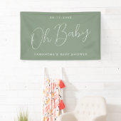 Modern Script Sage Green Oh Baby Shower 横断幕 (インサイチュ)