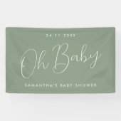 Modern Script Sage Green Oh Baby Shower 横断幕 (横)