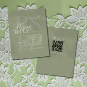 Modern Script Sage Green QR Formal Wedding  出欠カード