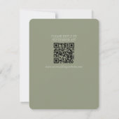 Modern Script Sage Green QR Formal Wedding 出欠カード (裏面)