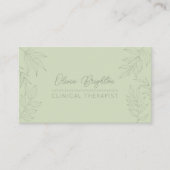 Modern Script Sage Green Therapist 名刺 (正面)