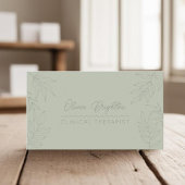 Modern Script Sage Green Therapist 名刺