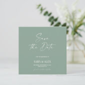 Modern script sage green typography wedding save  (スタンド正面)