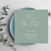 Modern script sage green typography wedding save 