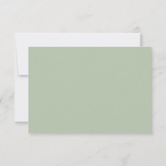 Modern Script Sage Green Wedding 出欠カード (裏面)