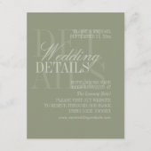 Modern Script Sage Green Wedding Details QR エンクロージャーカード (正面)