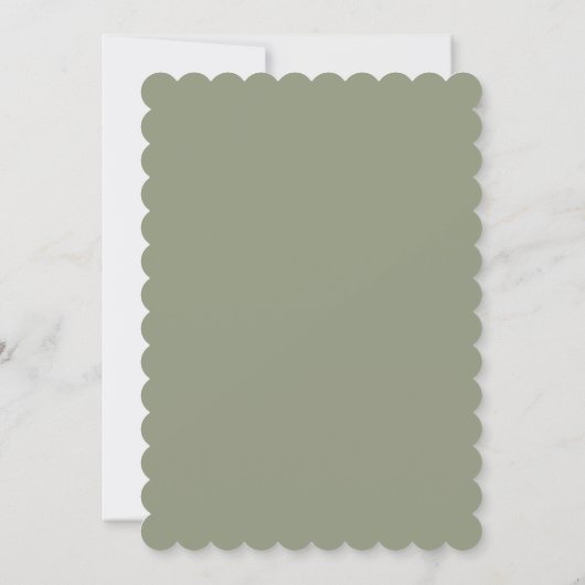 Modern Script Sage Green Wedding Photo セーブザデート (裏面)