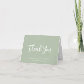 Modern Script Sage Green Wedding Thank You カード (正面)