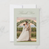 Modern Script Sage Green Wedding Thank You Card サンキューカード (正面)
