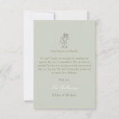 Modern Script Sage Green Wedding Thank You Card サンキューカード (裏面)