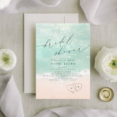 Modern Script Sand Hearts Beach Bridal Shower  招待状