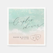 Modern Script Sand Hearts Beach Couples Shower スタンダードカクテルナプキン (正面)