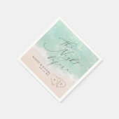 Modern Script Sand Hearts Beach Rehearsal Dinner スタンダードカクテルナプキン (角)