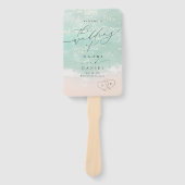 Modern Script Sand Hearts Beach Wedding Program ハンドファン (正面)