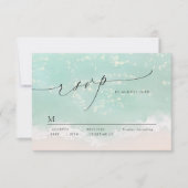 Modern Script Sand Hearts Beach Wedding RSVP (正面)