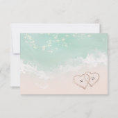 Modern Script Sand Hearts Beach Wedding RSVP (裏面)