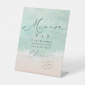 Modern Script Sand Hearts Bridal Shower Mimosa Bar 台座サイン (正面)